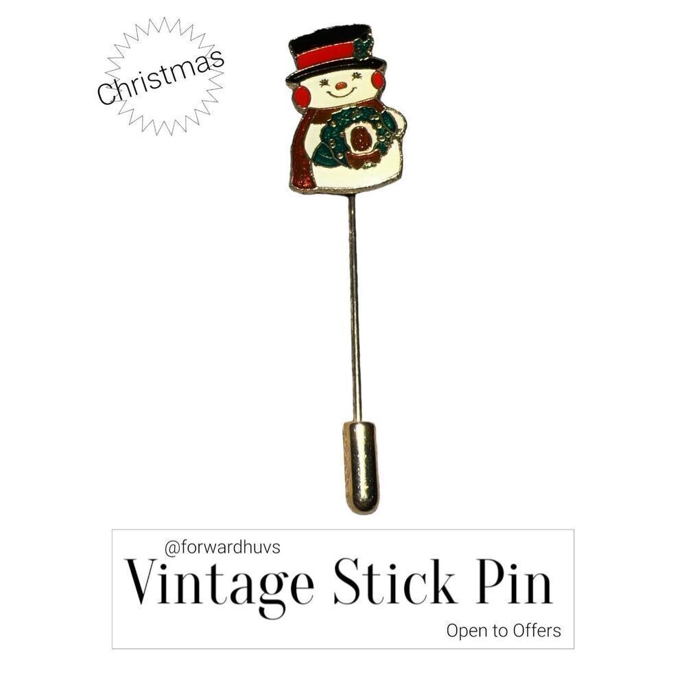 Vintage Snowman Enamel Hatpin / Stickpin